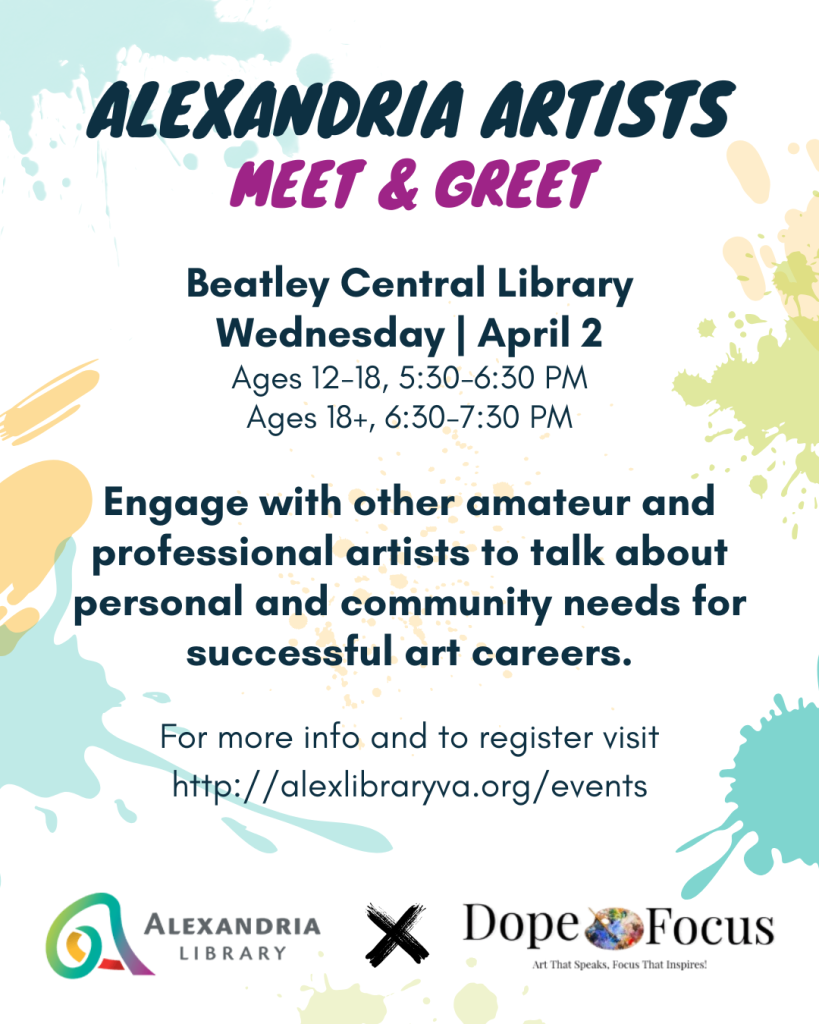 Artist Meet & Greet at Beatley Library – Alexandria Arts Alliance